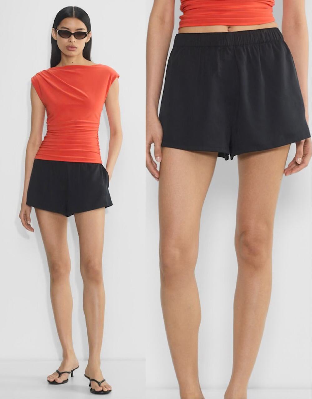 🔥NWOT Aritzia Wilfred Distill Shorts Black Pullover Two Pockets Sporty Luxe M